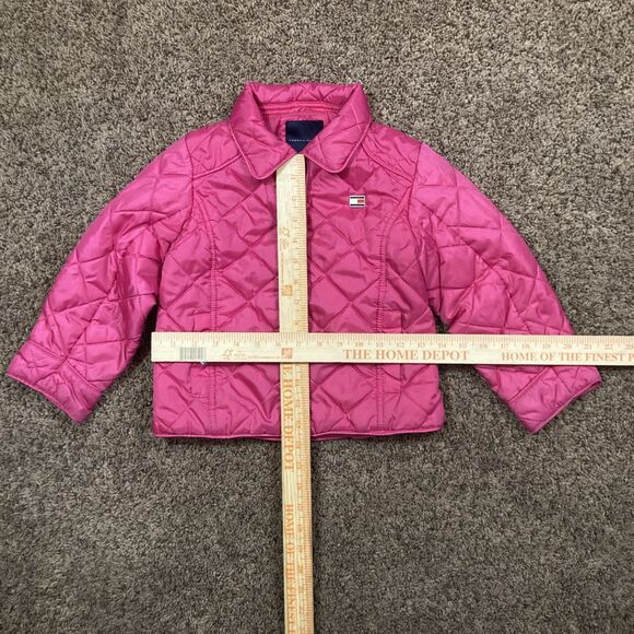 Tommy Hilfiger Girls Pink Diamond Quilted Barn Jacket Coat Size 4T - Picture 3 of 13